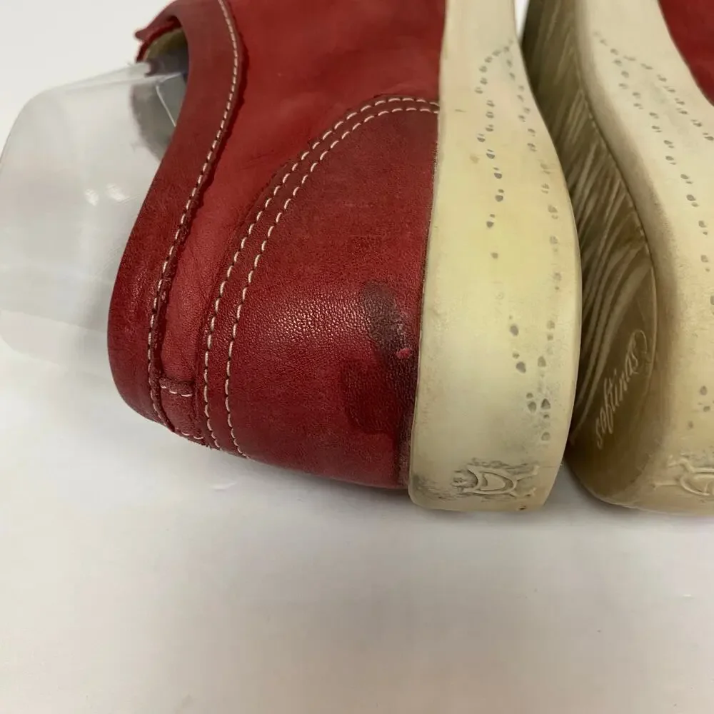 Softinos by Fly London Isla Womens Red Soft Leather Trainers Shoes EU 39 US 9